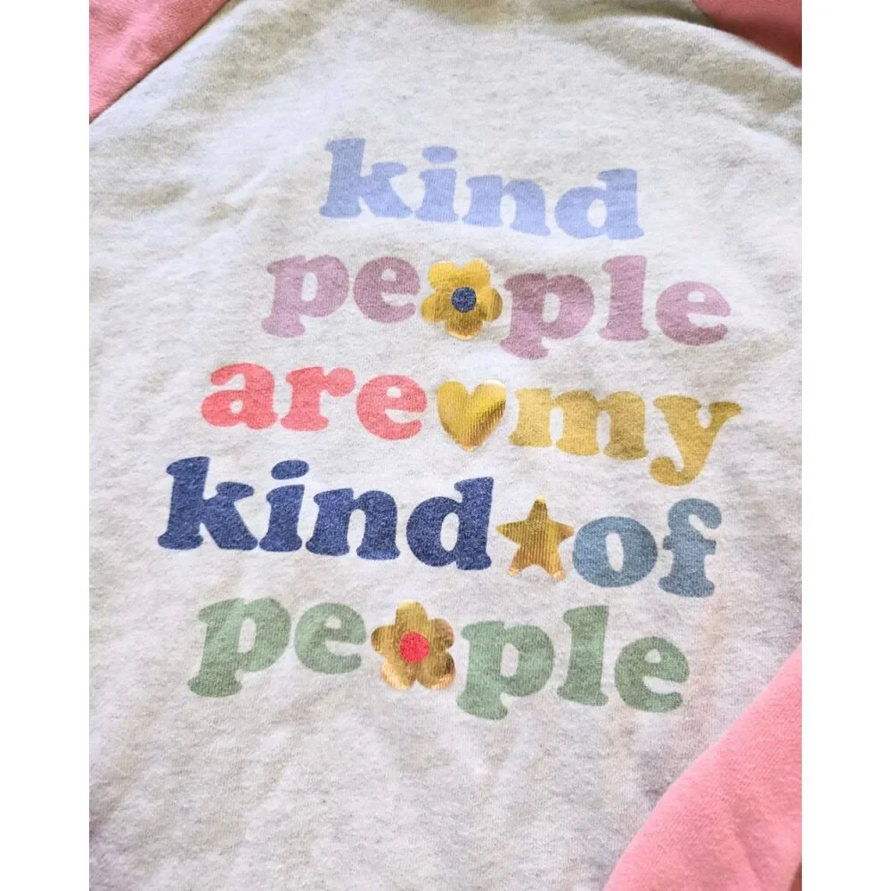 Mini Boden Girls “Kind People” Pink Hoodie Sweatshirt Size 9–10